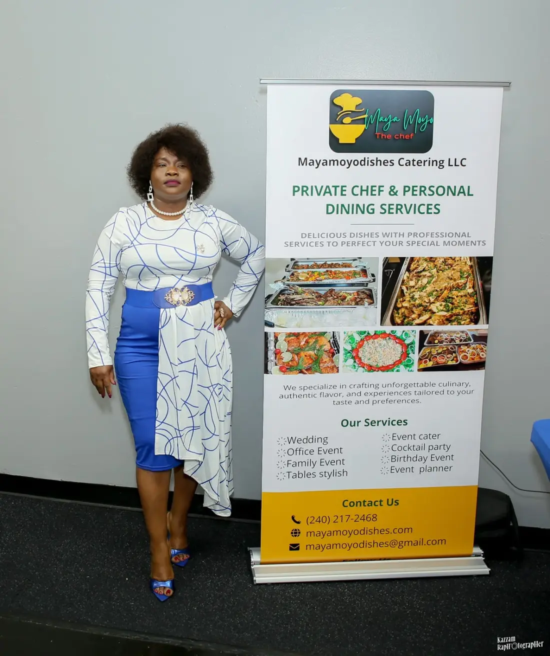 Chef MayaMoyo standing proudly in professional attire