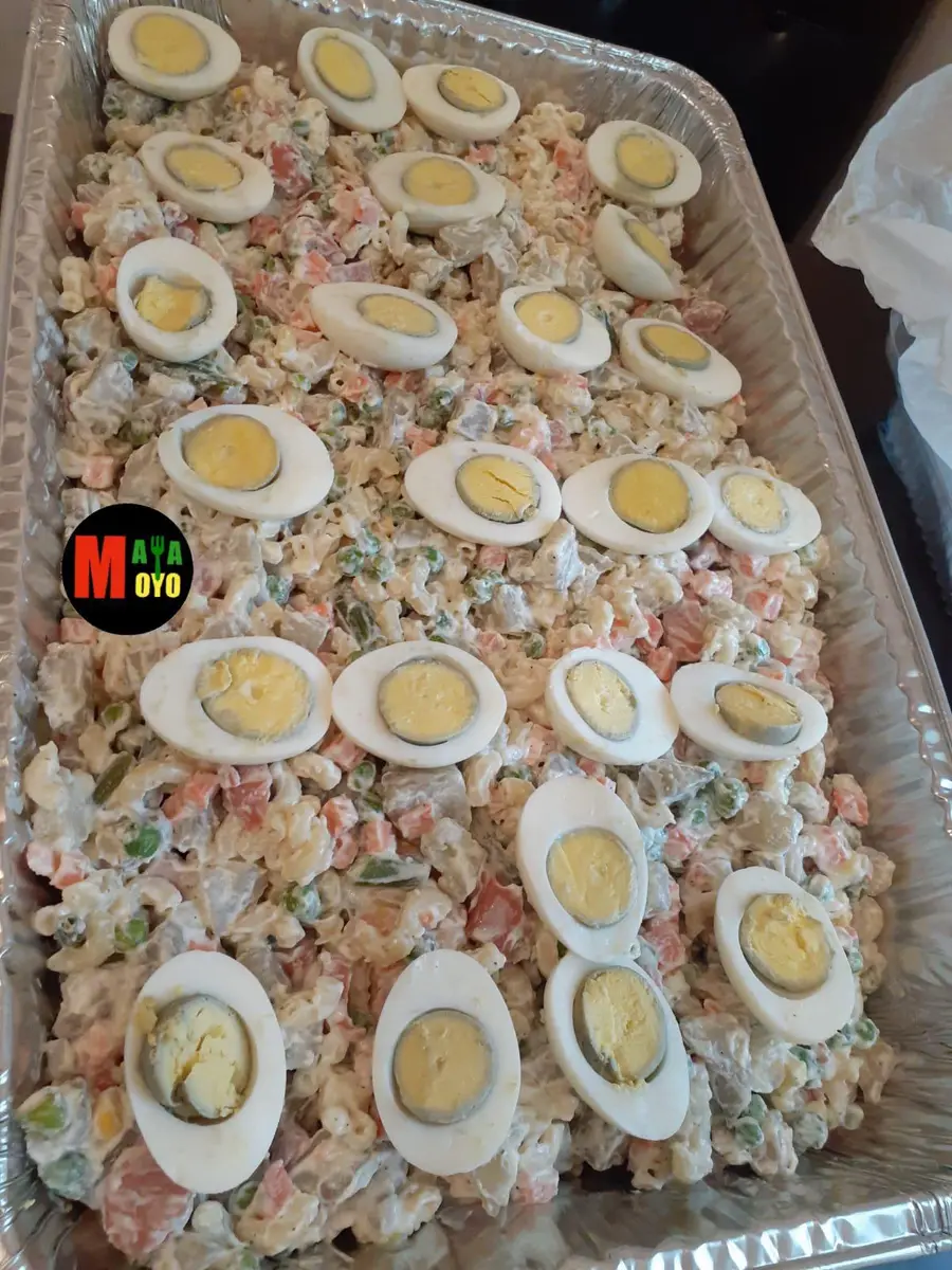 Macaroni salad with boiled eggs — intercontinental catering by MayaMoyo DMV