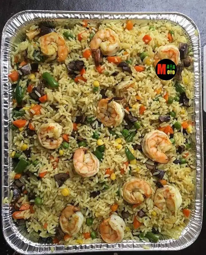 West African fried rice with shrimp and vegetables — event catering Maryland